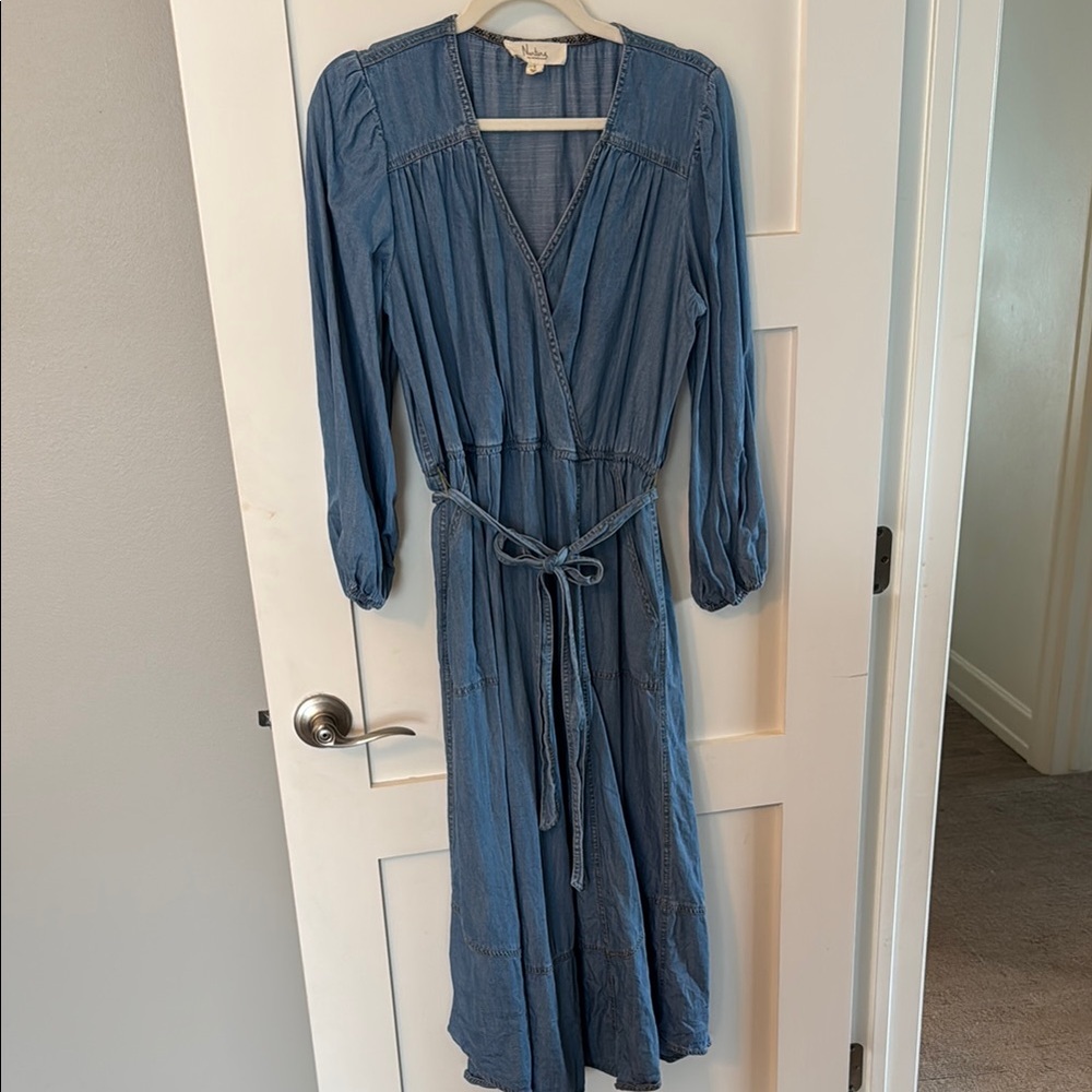 Elegant Long Sleeve Blue Dress
